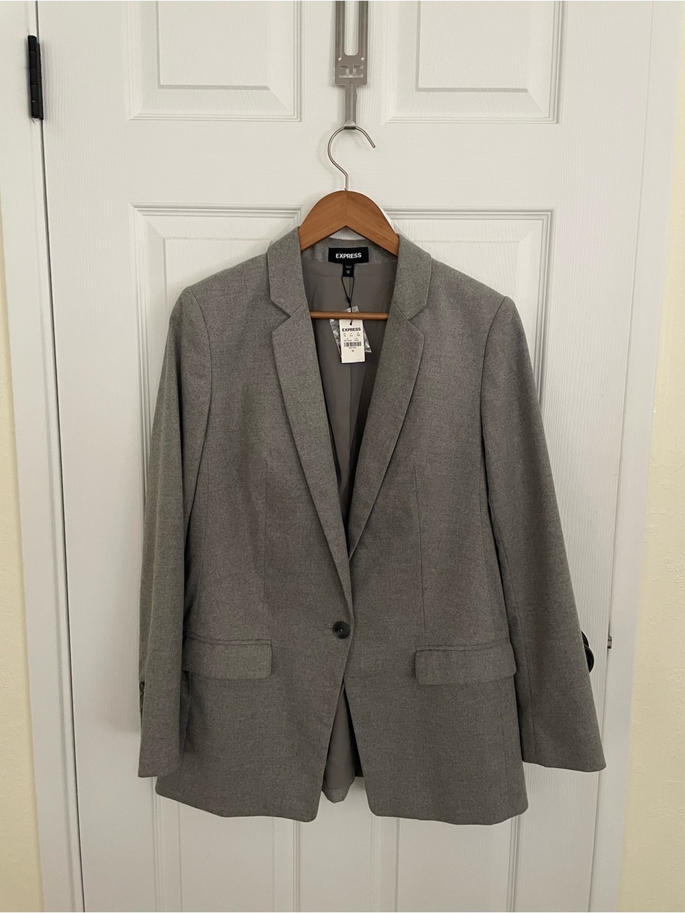 NWT Express Editor Gray Single Button Blazer M Tailored Corpcore Office Siren